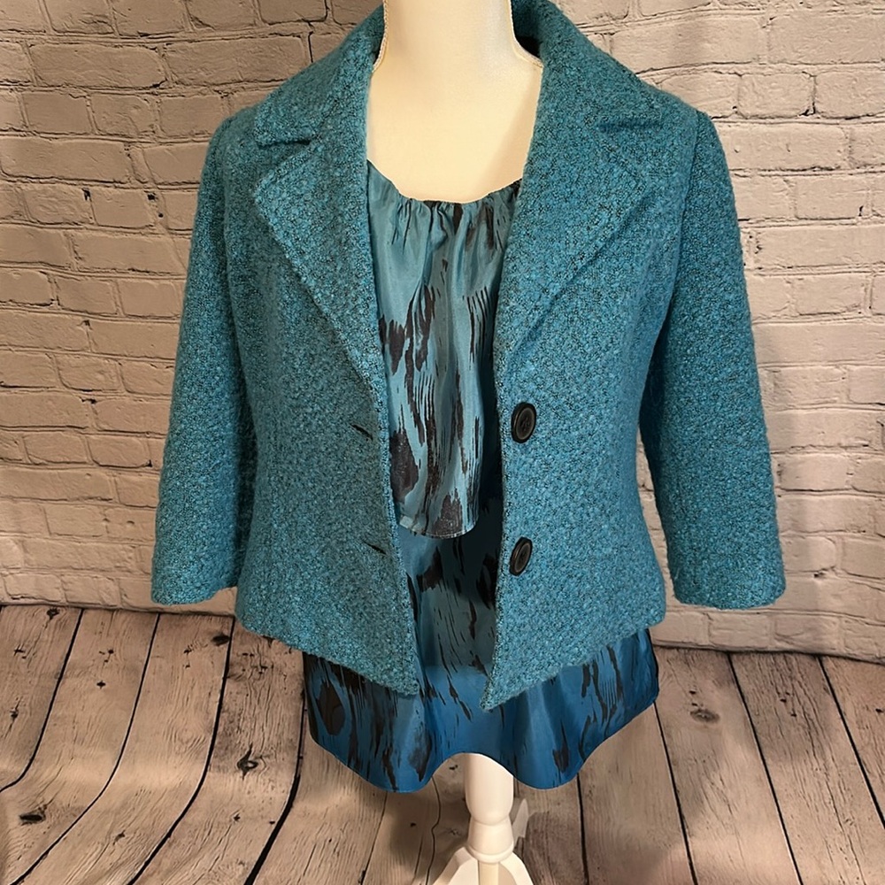 Cabi Turquoise Boucle Blazer Style 186 with Matching Cabi Ombre Blouse Style 142